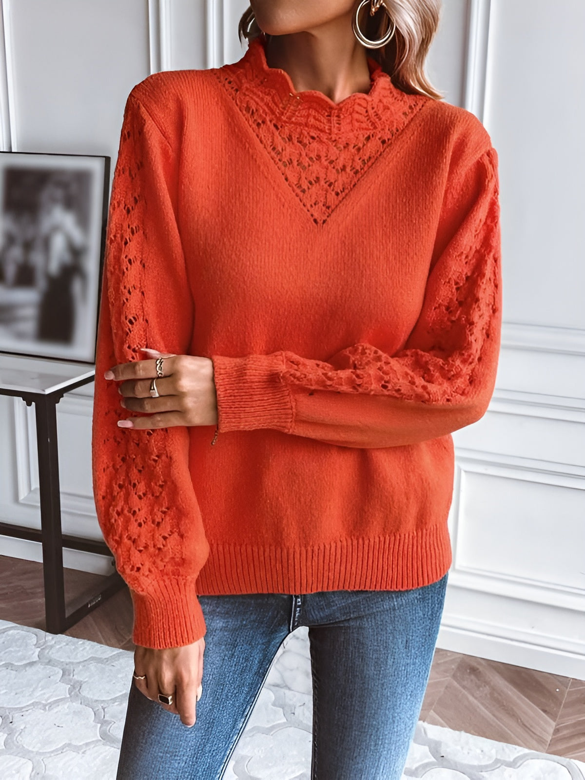 Kaijukka™ | Orange sweater med krave